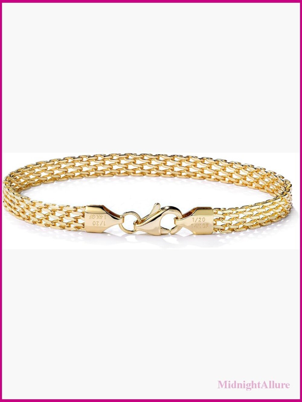 14K Gold Filled 5mm Mesh Link Chain Bracelet Dainty Link Bracelet 6.5-8 Inches